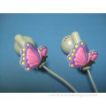 finest quality beautiful butterfly mode embossed 3D soft pvc earphone charms